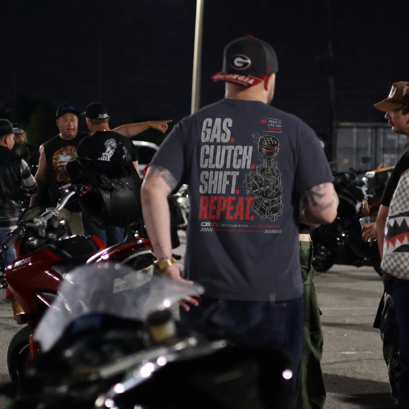 Gas. Clutch. Shift. Repeat. - Heavyweight Tee