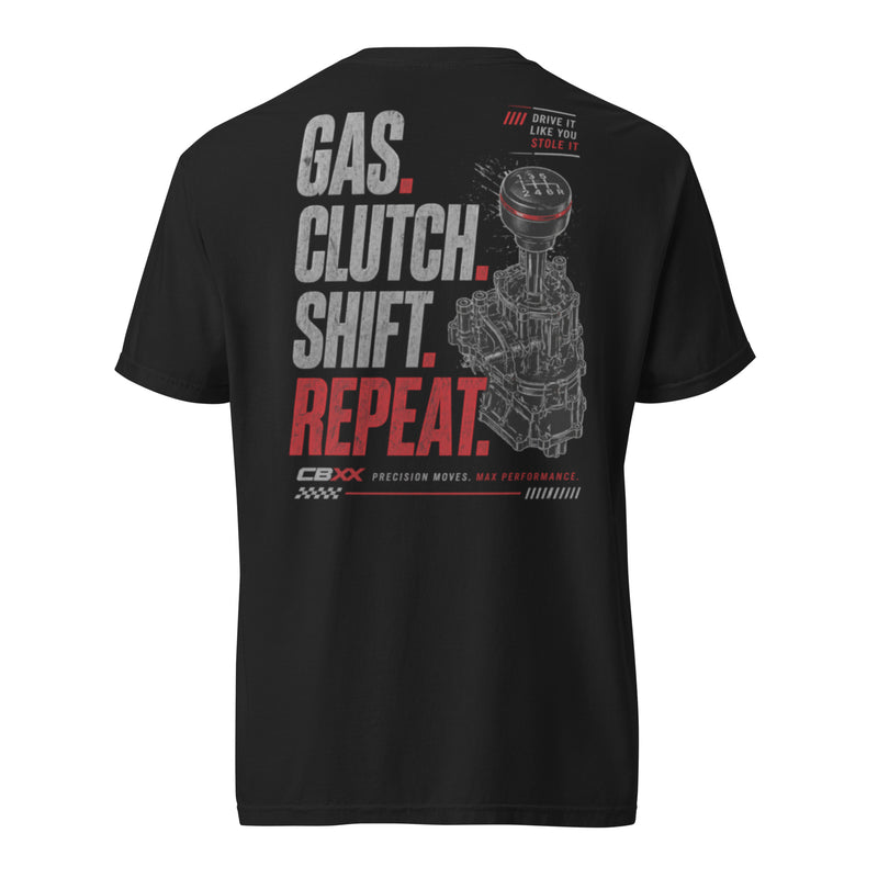 Gas. Clutch. Shift. Repeat. - Heavyweight Tee