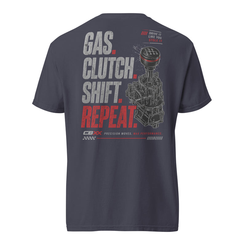 Gas. Clutch. Shift. Repeat. - Heavyweight Tee
