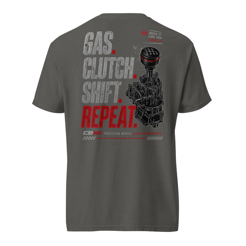 Gas. Clutch. Shift. Repeat. - Heavyweight Tee